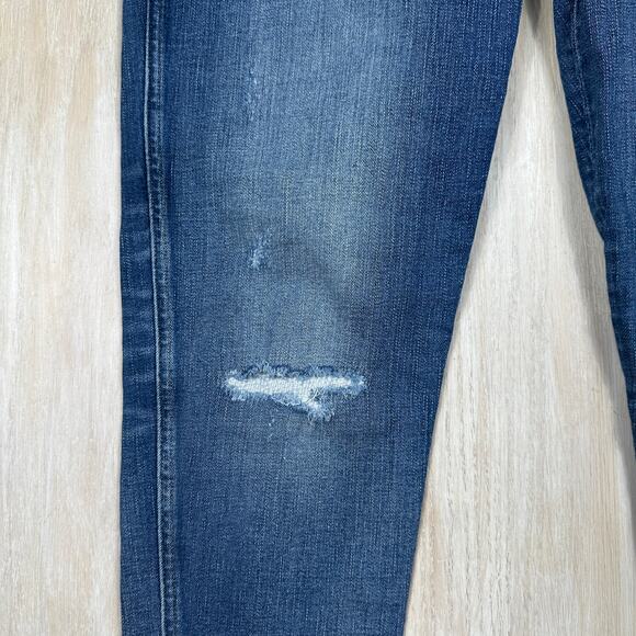 Madewell 9” High Rise Skinny Distressed Blue Denim Raw Hem Casual Jeans 32 - Picture 5 of 15